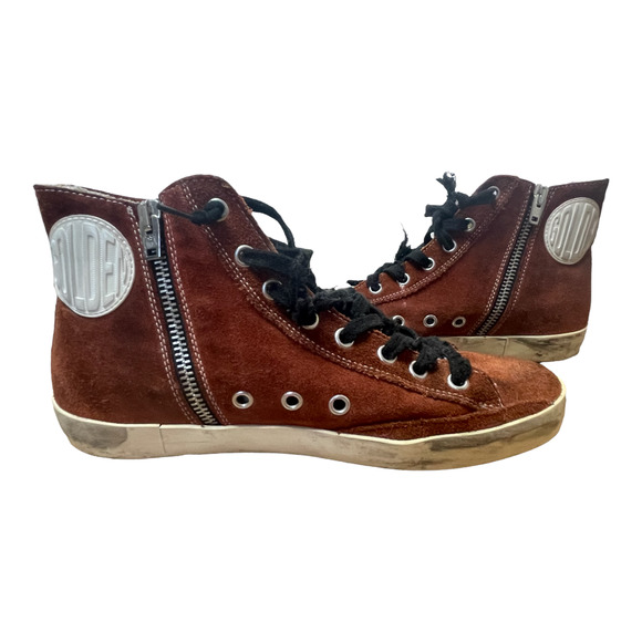 SOLD SOLD SOLD Golden Goose Francy Sienna Brown Suede White Star High Tops 37 - Picture 4 of 9